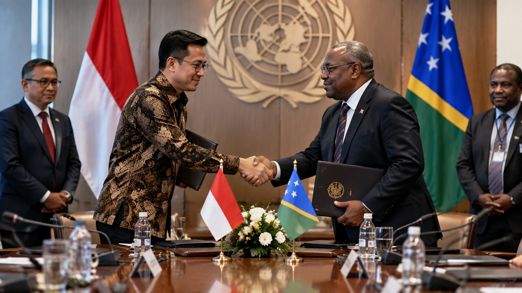 Pertemuan bilateral Menteri Luar Negeri RI dengan Menlu Kepulauan Solomon di sela agenda SMU PBB New York.